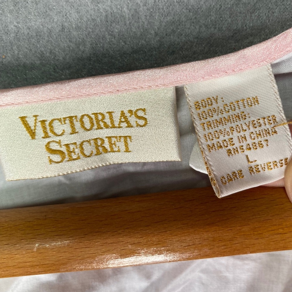 Vintage Victorias Secret Embroidered Tunic Top White Pink Cotton Blend Size L - Picture 3 of 11